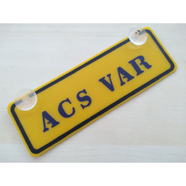 SARI DEKOR PLAKA - ACS VAR (22x7,5cm) vantuzlu Pleksi (Dekor Levha) SARI PLAKA ürün görseli 1