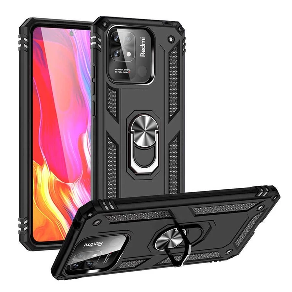 Gpack Xiaomi Redmi 10C Kılıf Vega Sert Silikon Tank Standlı Yüzüklü MıknatıslıNano ürün görseli 1