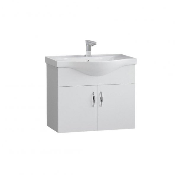 Denko Akyazı 55 cm MDF Beyaz Banyo Dolabı, Alt Modül ve Lavabo ürün görseli 1