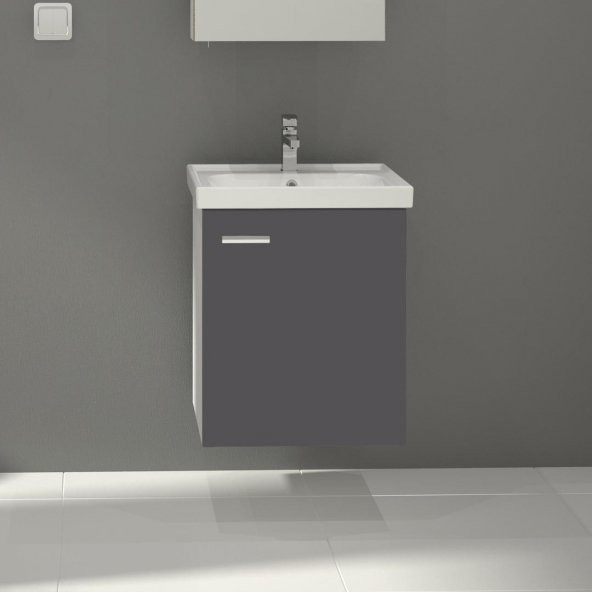 Denko Terra 50 cm MDF Antrasit Gri Banyo Dolabı Alt Modül, Lavabo ürün görseli 1