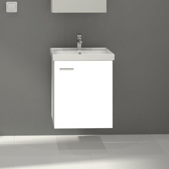 Denko Terra 50 cm MDF Beyaz Banyo Dolabı Alt Modül ve Lavabo ürün görseli 1