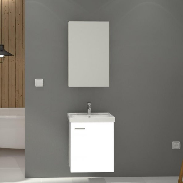 Denko Terra 50 cm Beyaz MDF Banyo Dolabı Takımı ürün görseli 1