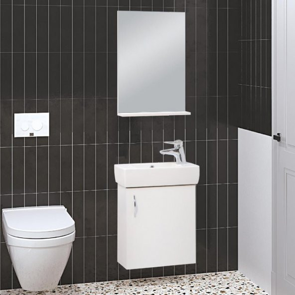 Denko Minica 50 cm MDF Beyaz Banyo Dolabı Takımı ürün görseli 1