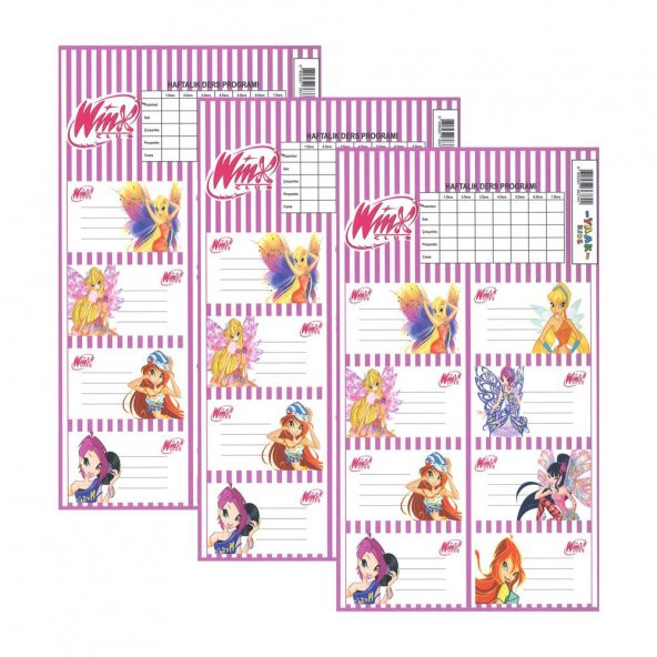 Okul Etiketi Kız Winks Club 8 li 3 Yaprak Ders Programlı 1 Paket ürün görseli 1