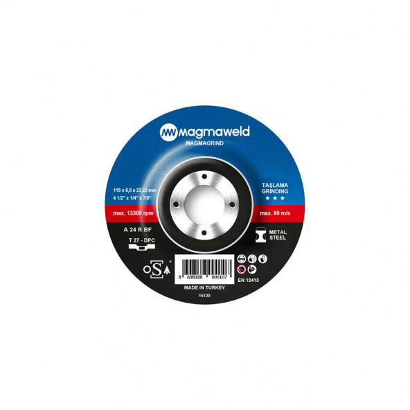 Magmaweld Magmagrind Taşlama Taşı -115x6.0x22mm-813M211567-A (25 Adet) ürün görseli 1