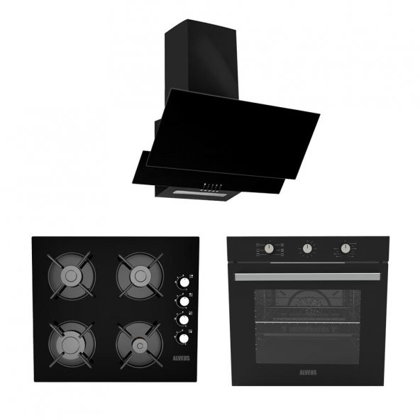 Alveus Siyah Ecoplus (Turbo Fanlı) 3Lu Ankastre Set (Ad07-A10-Af860) ürün görseli 1