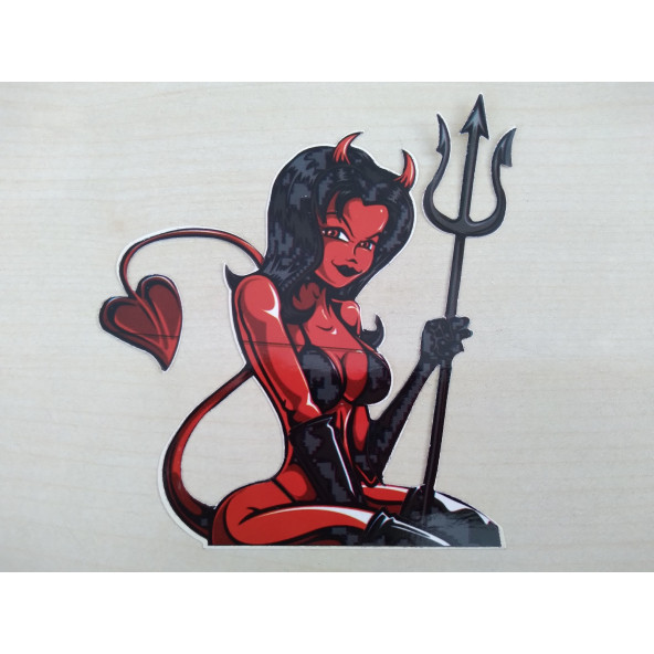 ŞEYTAN KIZ STİCKER 11,5x8cm (Devil Girl sticker) ŞEYTAN ARMASI - ŞEYTAN ETİKETİ - ŞEYTAN ÇIKARTMASI ürün görseli 1