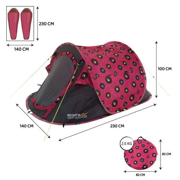 Regatta Malawi 2 Kişilik Pop-Up Çadır-PEMBE - Resim 9