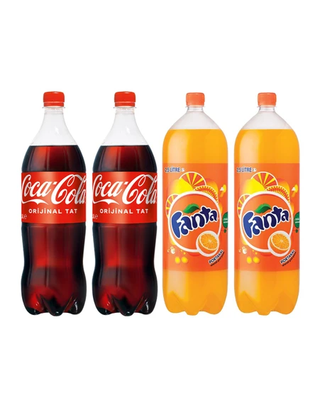 Coca-Cola 2,5 Lt (2 Ad) + Fanta Portakal 2,5 Lt (2 Ad) / 4 Lü Set ürün görseli 1