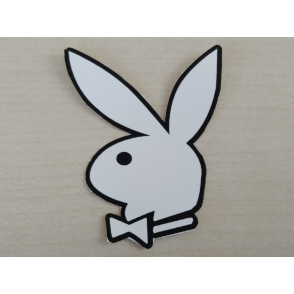 PLAYBOY sticker (BEYAZ) 6cmx4,5cm PLAYBOY logosu - PLAYBOY arması - PLAYBOY ETİKETİ ürün görseli 1