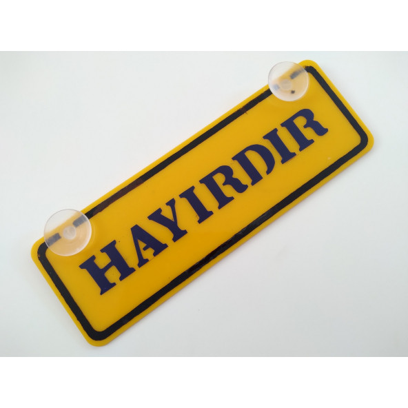 DEKOR SARI PLAKA - HAYIRDIR (22x7,5cm) vantuzlu Pleksi (Dekor Levha) DEKOR PLAKA ürün görseli 1