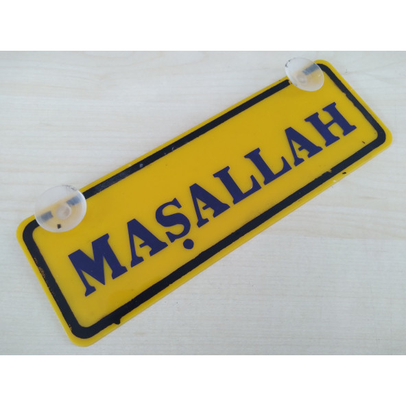 DEKOR SARI PLAKA - MAŞALLAH (22x7,5cm) vantuzlu Pleksi (Dekor Levha) DEKOR PLAKA ürün görseli 1