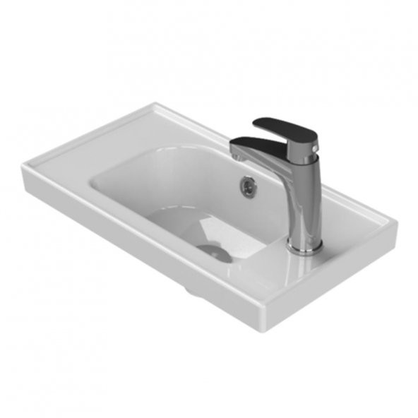 Turkuaz Cerastyle Frame Etajer Uyumlu Lavabo 50x28cm Sağdan Delik ürün görseli 1