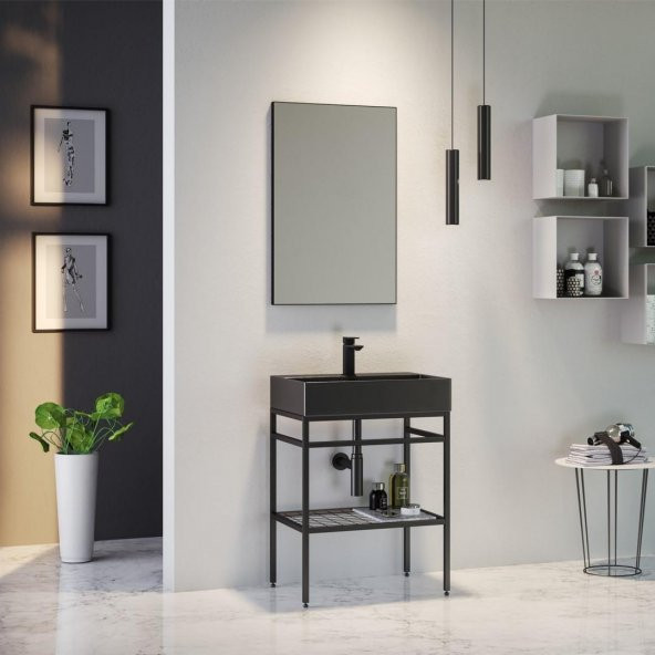 Orka Capetown 60 cm Siyah Banyo Dolabı Takımı ürün görseli 1