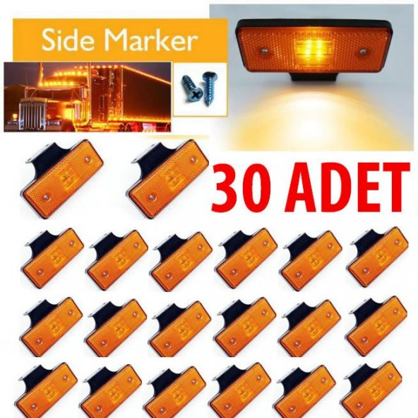 KAMYON TIR DORSE OTOBÜS LED MARKER YAN LAMBA 30 ADET SARI 24 VOLT ürün görseli 1