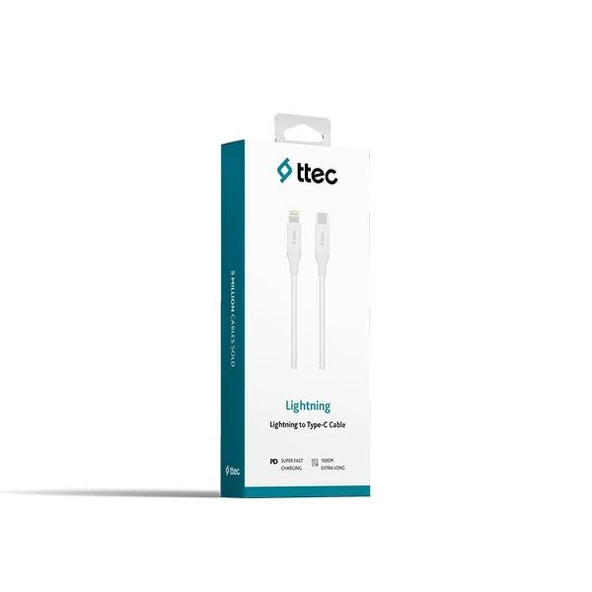 Ttec Type C To Lightning Şarj Kablosu 1.5M Beyaz -2DK40B - Resim 2