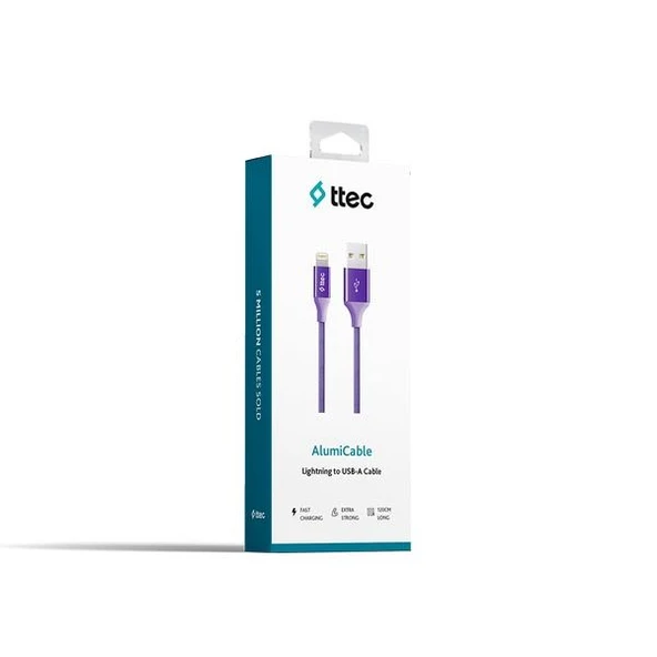 Ttec AlumiCable Lightning Kablo Mor 1.2M - 2DK16MR - Resim 4