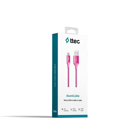 Ttec AlumiCable Micro USB Kablo Pembe 1.20 cm - 2DK11P ürün görseli 1