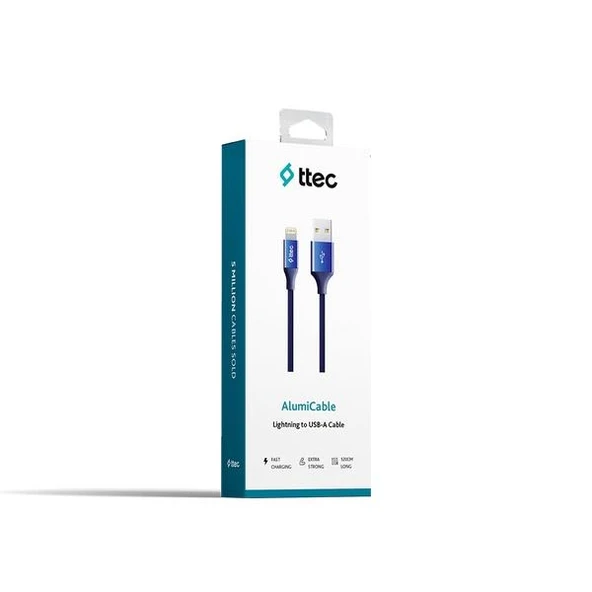 Ttec AlumiCable Lightning Kablo Lacivert 1.2M - 2DK16L - Resim 4