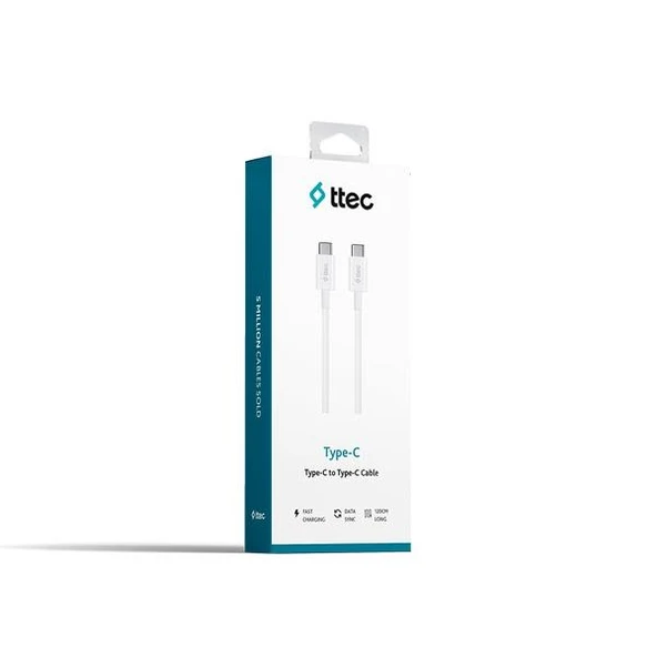 Ttec Type C to Type-C 120cm  Şarj Data Kablosu Beyaz - 2DK36B - Resim 6