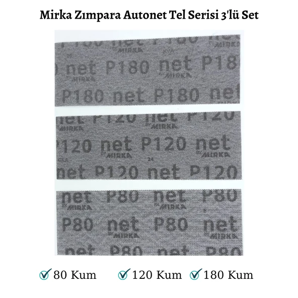 EPOKSİ REÇİNE MIRKA AUTONET TEL ELEK ZIMPARA 3'LÜ SET 70X198 MM ürün görseli 1