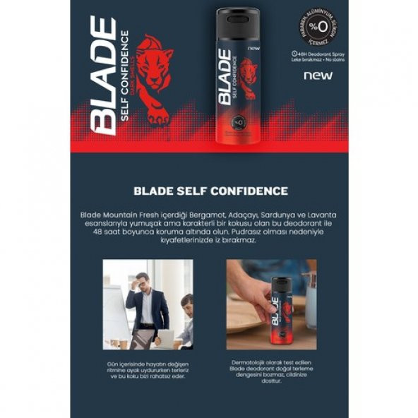 Blade Self Confidence Deodorant 3X150ML - Resim 4