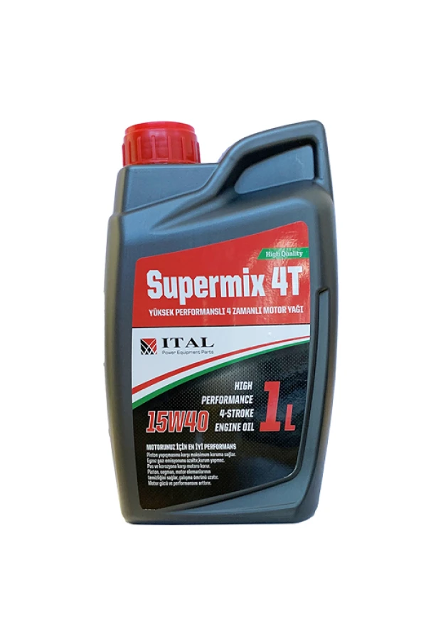 Ital Süpermix 4 Zamanlı Motor Yağı 1 Litre 15W-40 (Benzinli/Dizel 4T Uyumlu) ürün görseli 1