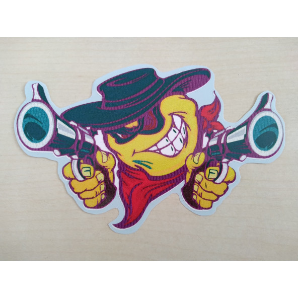 Emoji sticker Kovboy 14x8.5cm Emoji logosu - Emoji arması - Emoji ETİKETİ - Emoji Çıkartma ürün görseli 1