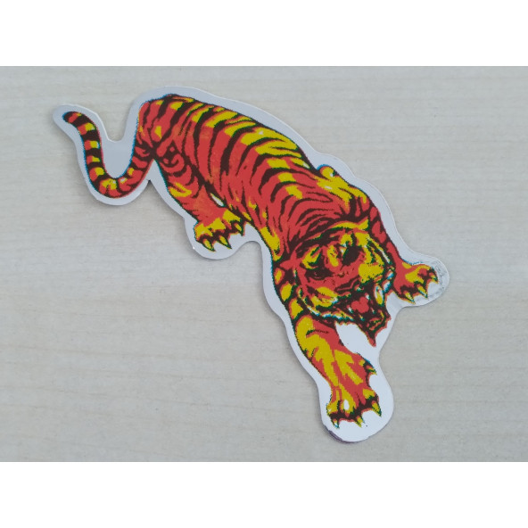 KAPLAN STİCKER RENKLİ 10,5x4cm Tiger STİCKER KAPLAN ETİKETİ KAPLANÇIKARTMASI ürün görseli 1