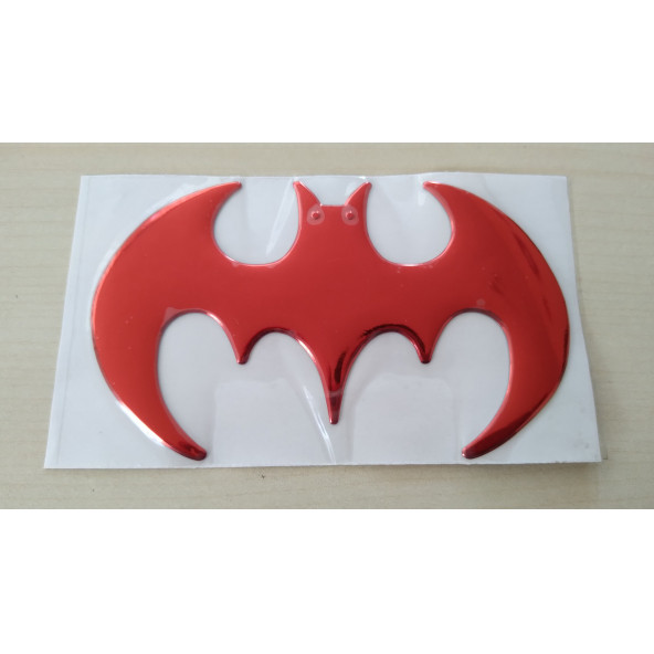 BATMAN STİCKER METALİK KIRMIZI 11x7cm Batman logosu BATMAN ARMASI BATMAN ÇIKARTMA ürün görseli 1
