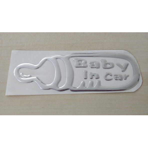 ARABADA BEBEK VAR STİCER METALİK 15x5cm (Baby in car) BEBEK VAR ÇIKARTMA - ARABADA BEBEK VAR ETİKETİ ürün görseli 1