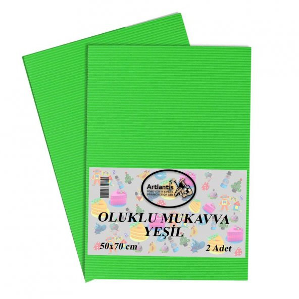 Yeşil Oluklu Mukavva 50x70 2 Adet Artlantis Oluklu Mukavva Yeşil Renkli 50*70 2 Adet ürün görseli 1