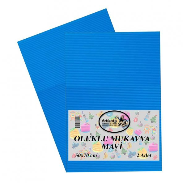 Mavi Oluklu Mukavva 50x70 2 Adet Artlantis Oluklu Mukavva Mavi Renkli 50*70 2 Adet ürün görseli 1