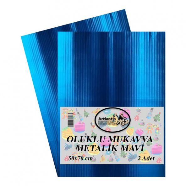 Metalik Mavi Oluklu Mukavva 50x70 2 Adet Artlantis Oluklu Mukavva Metalik Mavi Renkli 50*70 2 Adet ürün görseli 1