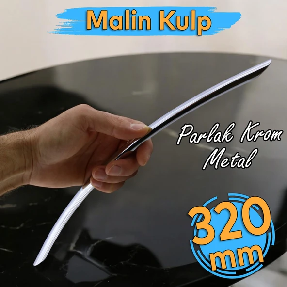 Malin Mobilya Mutfak Dolap Dolabı Kapak Çekmece Kulpu Kulpları Kulbu Krom Metal (320 MM-32.0 CM) ürün görseli 1