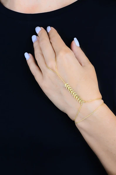 Gümüş altın yaldızlı çift sıra balık sırtı şahmeran SGTL11699GOLD ürün görseli 1