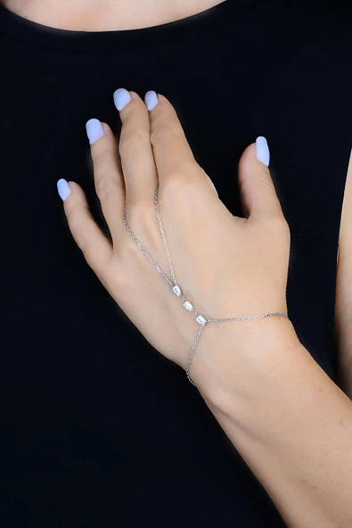 Gümüş rodyumlu damla kesim zirkon taşlı şahmeran SGTL11697RODAJ ürün görseli 1
