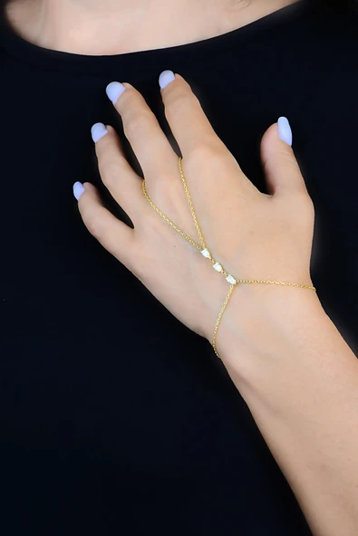 Gümüş altın yaldızlı damla kesim zirkon taşlı şahmeran SGTL11697GOLD ürün görseli 1