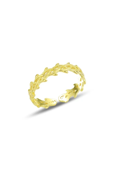 Gümüş altın yaldızlı ayarlamalı örgü yüzük SGTL11680GOLD ürün görseli 1
