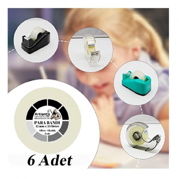 Şeffaf Para Bandı 12mm x 33 Metre 6 Adet Artlantis Şeffaf Okul Ofis Bantı 6 Adet ürün görseli 1