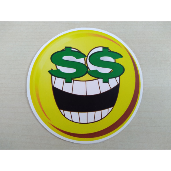 Emoji sticker Dolar 8cmx8cm Emoji logosu - Emoji arması - Emoji ETİKETİ - Emoji Çıkartma ürün görseli 1