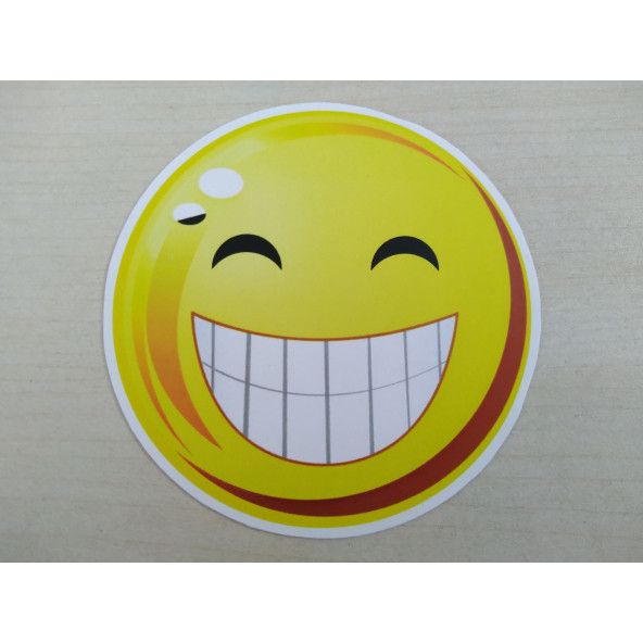 Emoji sticker Gülen 8cmx8cm Emoji logosu - Emoji arması - Emoji ETİKETİ - Emoji Çıkartma ürün görseli 1