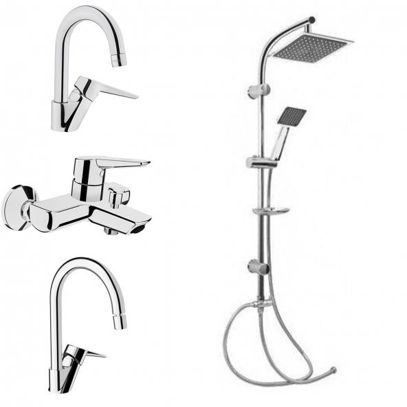 Artema Solid Kuğu Lavabo,Eviye,Banyo Batarya, GMS Karine Duş Seti ürün görseli 1