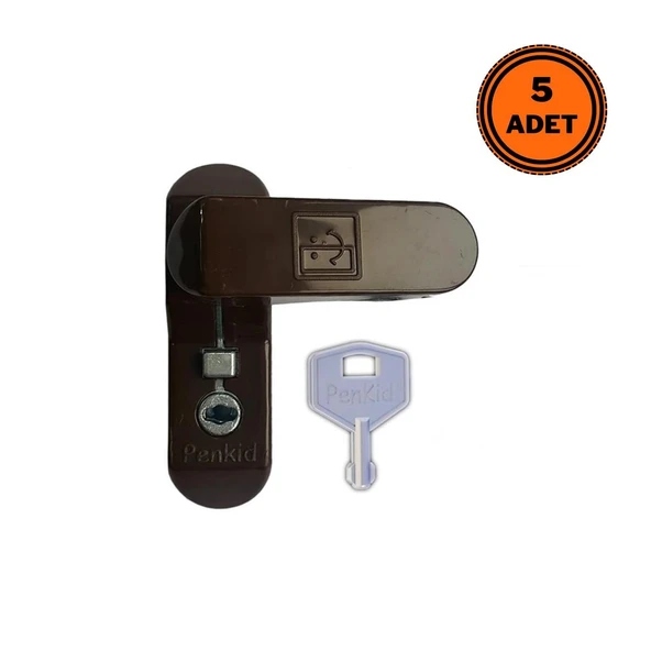 5 Adet Penkid Pvc Çocuk Emniyet Kilidi Anahtarlı Koyu Kahverengi ürün görseli 1