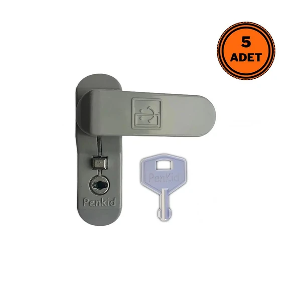 5 Adet Penkid Pvc Pencere Çocuk Emniyet Kilidi Anahtarlı Gri ürün görseli 1