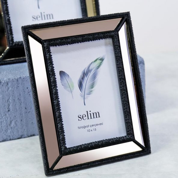 Selim Dekor 10x15 Elsira Aynalı Çerçeve Siyah ürün görseli 1