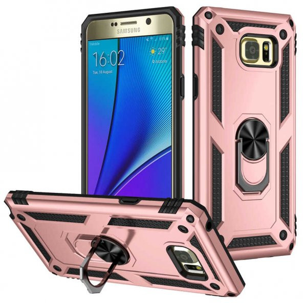 Samsung Galaxy Note 5 Kılıf Yüzüklü Magnetic Antişok Korumalı Silikon Kapak ürün görseli 1