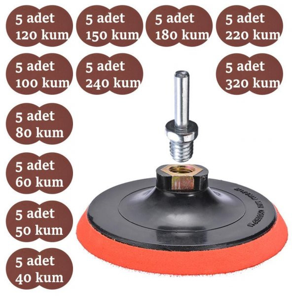 57 PARÇA Cırt Zımpara Seti 115 mm 40-320 Kum ürün görseli 1