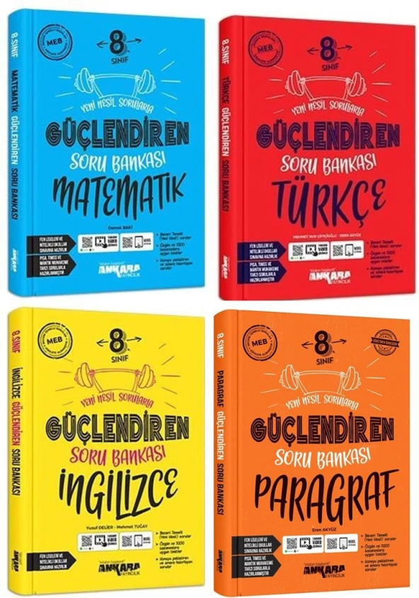 Ankara 2025 8. Sınıf Matematik + Türkçe + İngilizce + Paragraf Güçlendiren Soru Seti 4 Kitap ürün görseli 1