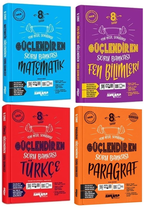 Ankara 2025 8. Sınıf Matematik + Türkçe + Fen + Paragraf Güçlendiren Soru Seti 4 Kitap ürün görseli 1